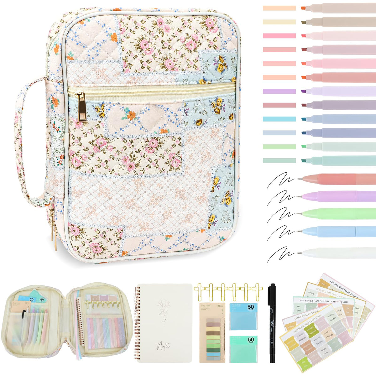 DRANSMIC Bible Cover Case for Women Large Bible Cover Bag Bible Study Supplies Accessories Bible Journaling Kit for Girls Women