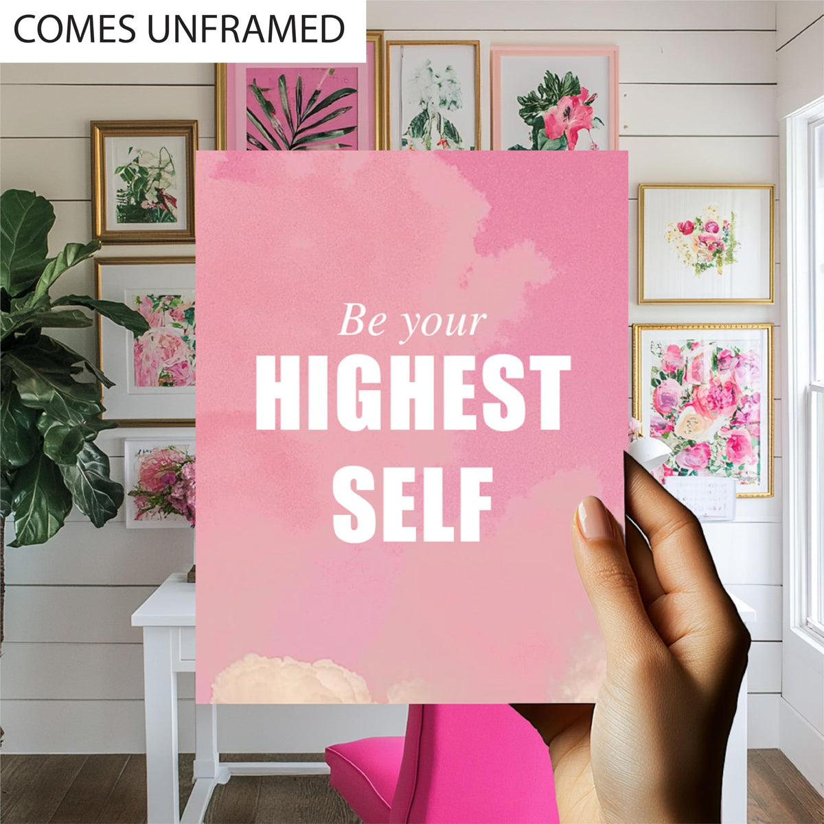 ImpressedCo Motivational Wall Art for Women - 4 Pcs Set Pink Aesthetic 8"x10" Poster Prints - Home Office Desk Inspirational Wall Decor Pictures for Adults Teens & Kids - Positive Mindset Affirmations Quotes Artwork for Bedroom (UNFRAMED)