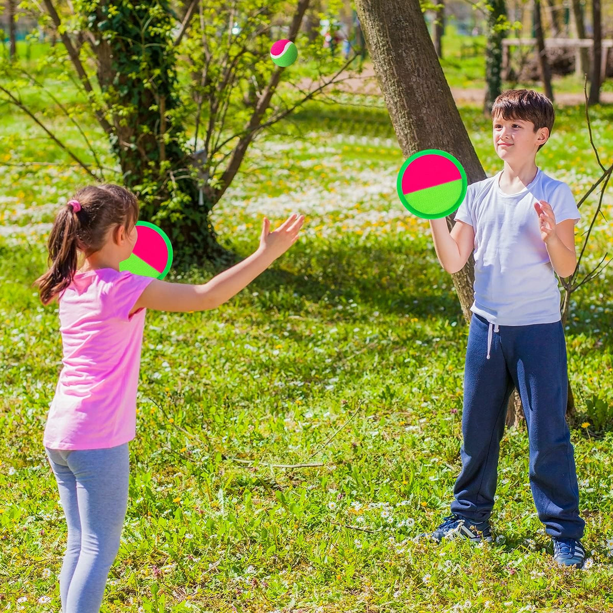 Kids Outdoor Toys, Beach Toys Toss and Catch Ball Set, Outside Yard Games for Kids with 6 Paddles 3 Balls Paddle Game Set Playground Sets for Backyard Sports Outdoor Games for Adults and Family