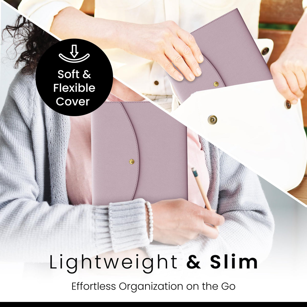 A4 Notebook Cover for Rocketbook, Planner & Journal – Slim Vegan Leather Folio with Pen Loop, Card Slots & Pockets – Fits Rocketbook Core, Panda, Fusion & Most 8.5" x 11" Notebooks