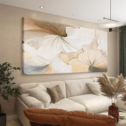 Suconvng Canvas Art Wall Decor Modern Minimalist Wall Decor Abstract Flower Paintings Brown White Flower Wall Art Prints Floral Art Pictures For Bedroom Kitchen Office Artwork 20"×40"