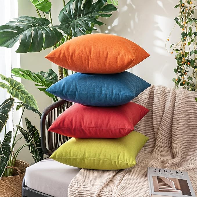 MIULEE Pack of 2 Decorative Outdoor Solid Waterproof Throw Pillow Covers Euro