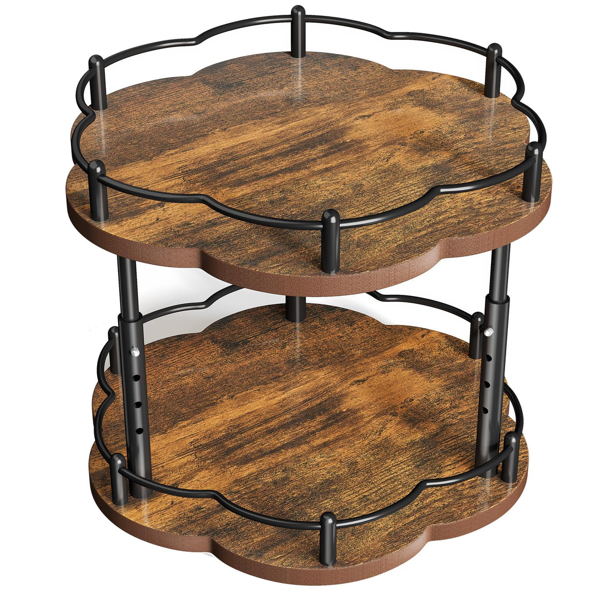 Spice Rack Lazy Susan Organizer for Cabinet, Rotating Spice Organization 2 Tier Adjustable Lazy Susan Turntable Spice Cabinet Organizer for Kitchen Countertop & Pantry, Wood 10 Inch Seasoning Storage