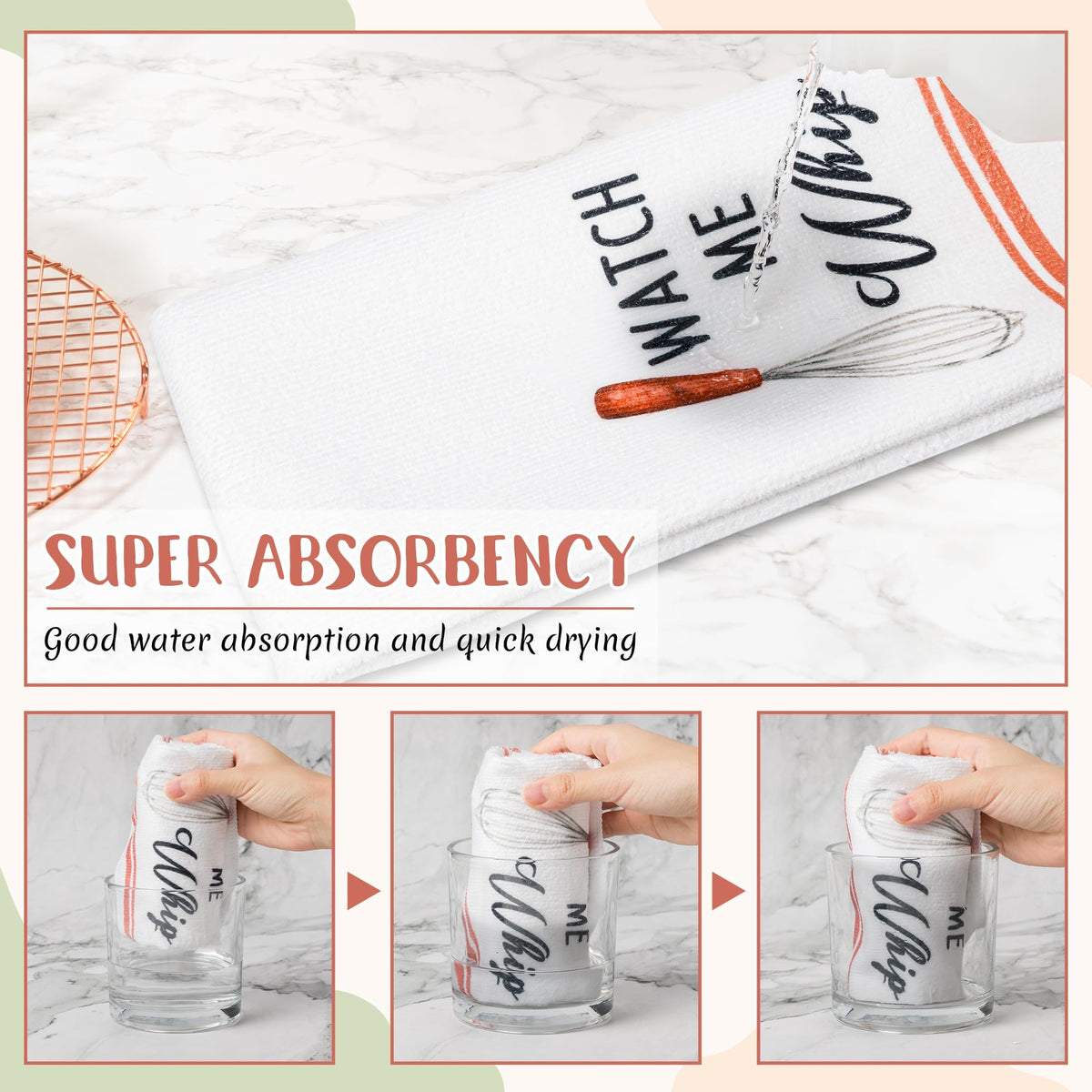 R HORSE 5Pcs Kitchen Dish Towel Funny Cookware Kitchen Dishcloth Absorbent Utensils Themed Cleaning Dishcloth Bar Hand Towel Gift for Baking Lover Mom Women Housewarming New Home
