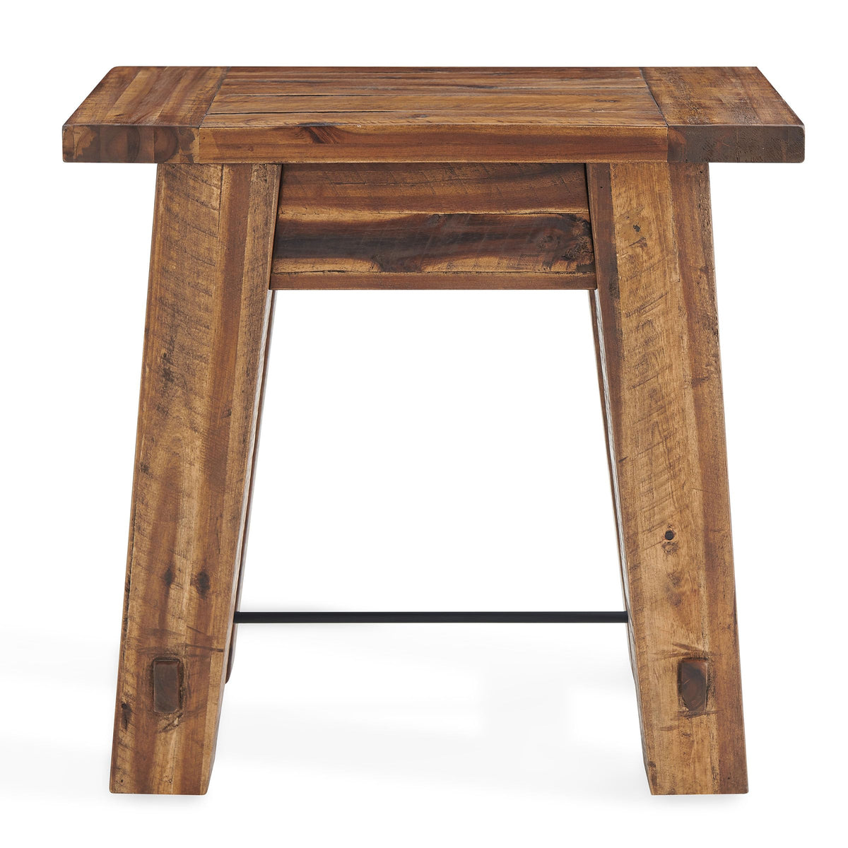 Alaterre Furniture Durango 27-Inch Solid Wood Side Table – Heavy-Duty Industrial End Table with 100 lb Capacity for Living Room, Bedroom, or Home Office (Natural Grain Lacquer Finish)