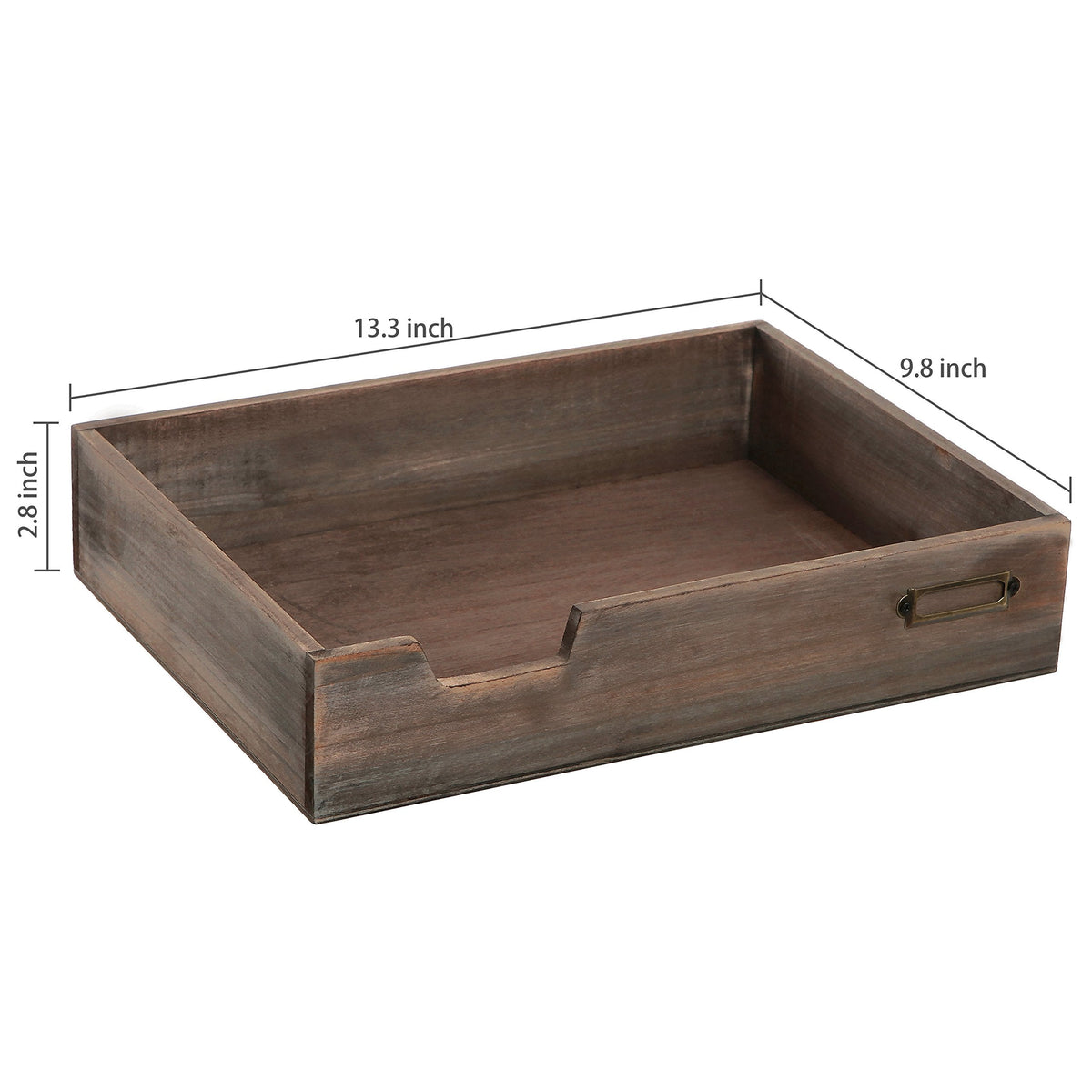 MyGift Distressed Brown Vintage Wood Paper Tray, Office Desktop Document, File Folder, Magazine Holder Tray