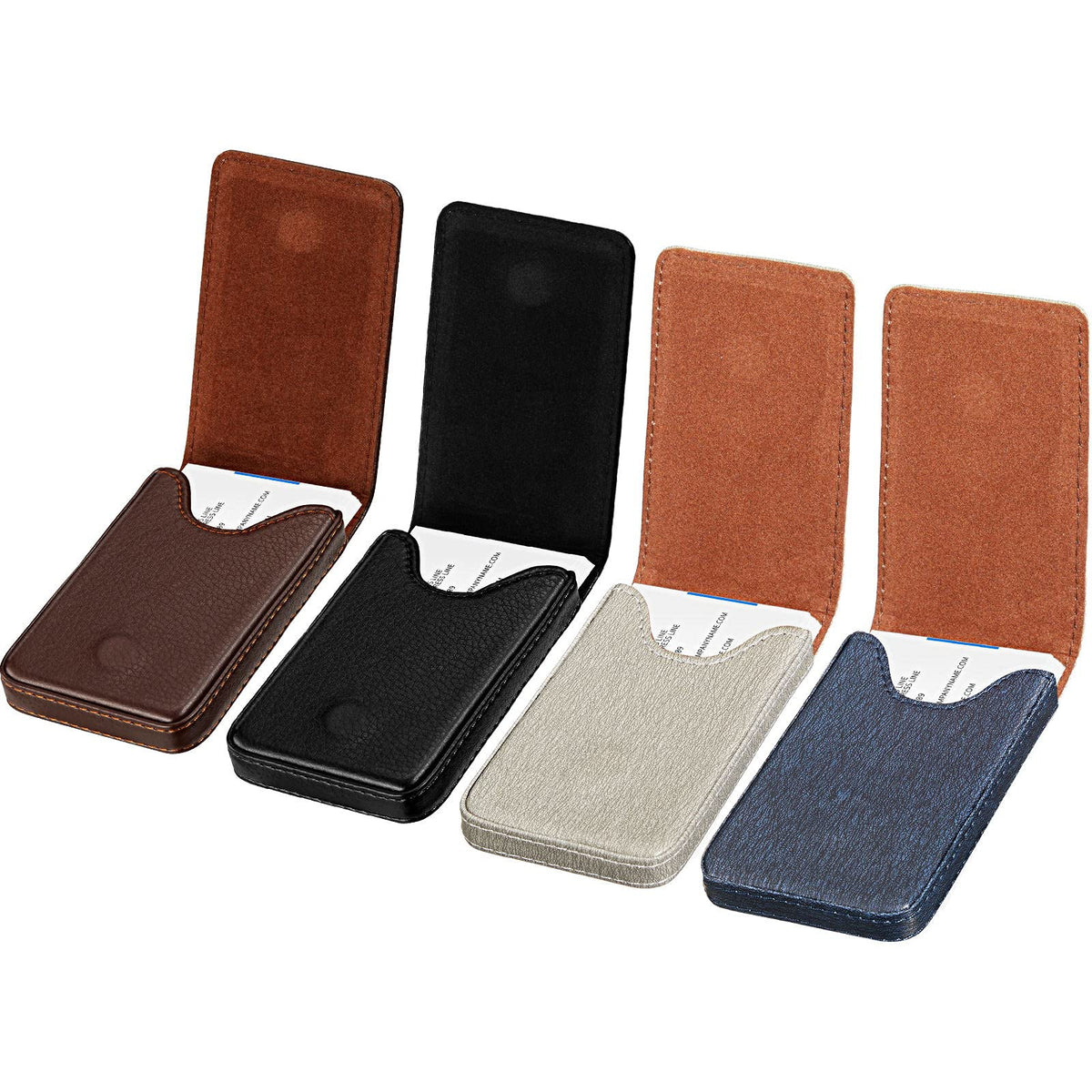 Outus 4 Pieces Business Card Holder, Gift for Husband Him Men PU Leather Business Card Case Pocket Wallet with Magnetic Shut for Valentine's Day Gift(Black, Coffee, Gray, Navy)