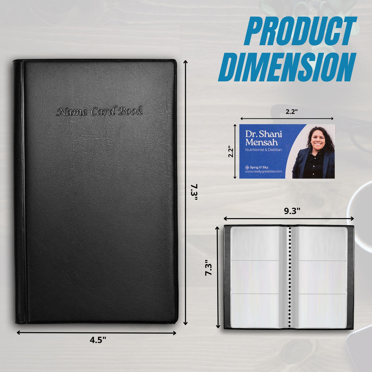 Professional Business Card Holder/Book with Black Cover, Holds 300 Business Cards
