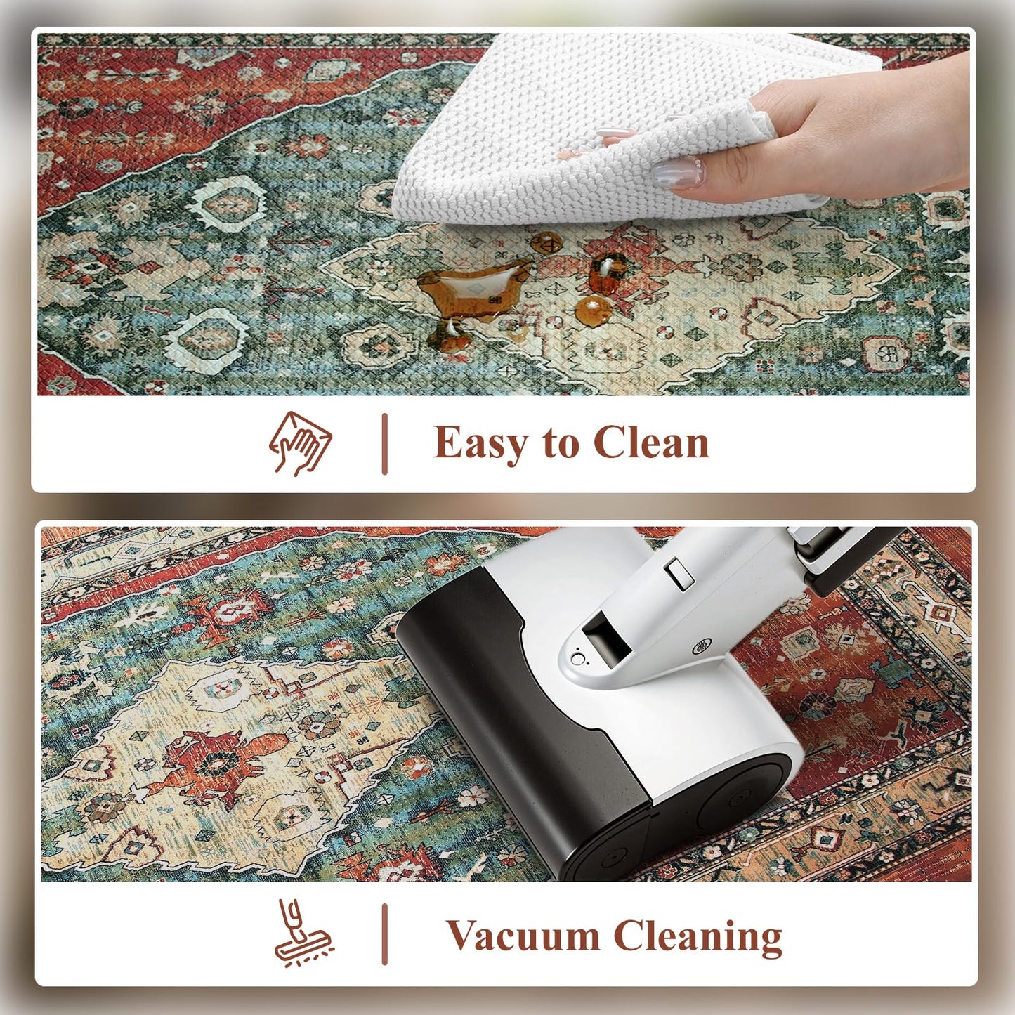 Collive Boho Kitchen Mats 2PCS, Cushioned Kitchen Mat for Floor Anti Fatigue Waterproof Kitchens Rugs Set of 2, Non Skid Comfort Standing Rug for Office, Sink, Laundry, 17.3"x29"+17.3"x47"