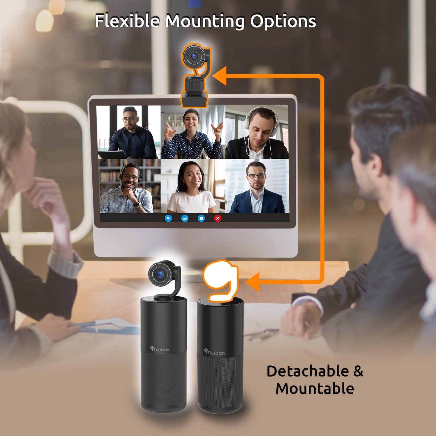 TOUCAN Conference HD Video Conference System, 1080P HD Camera, Speakerphone with 4 Microphones, Plug and Play USB Conference Camera for Zoom, Teams, Google Meet, Office and Home Office