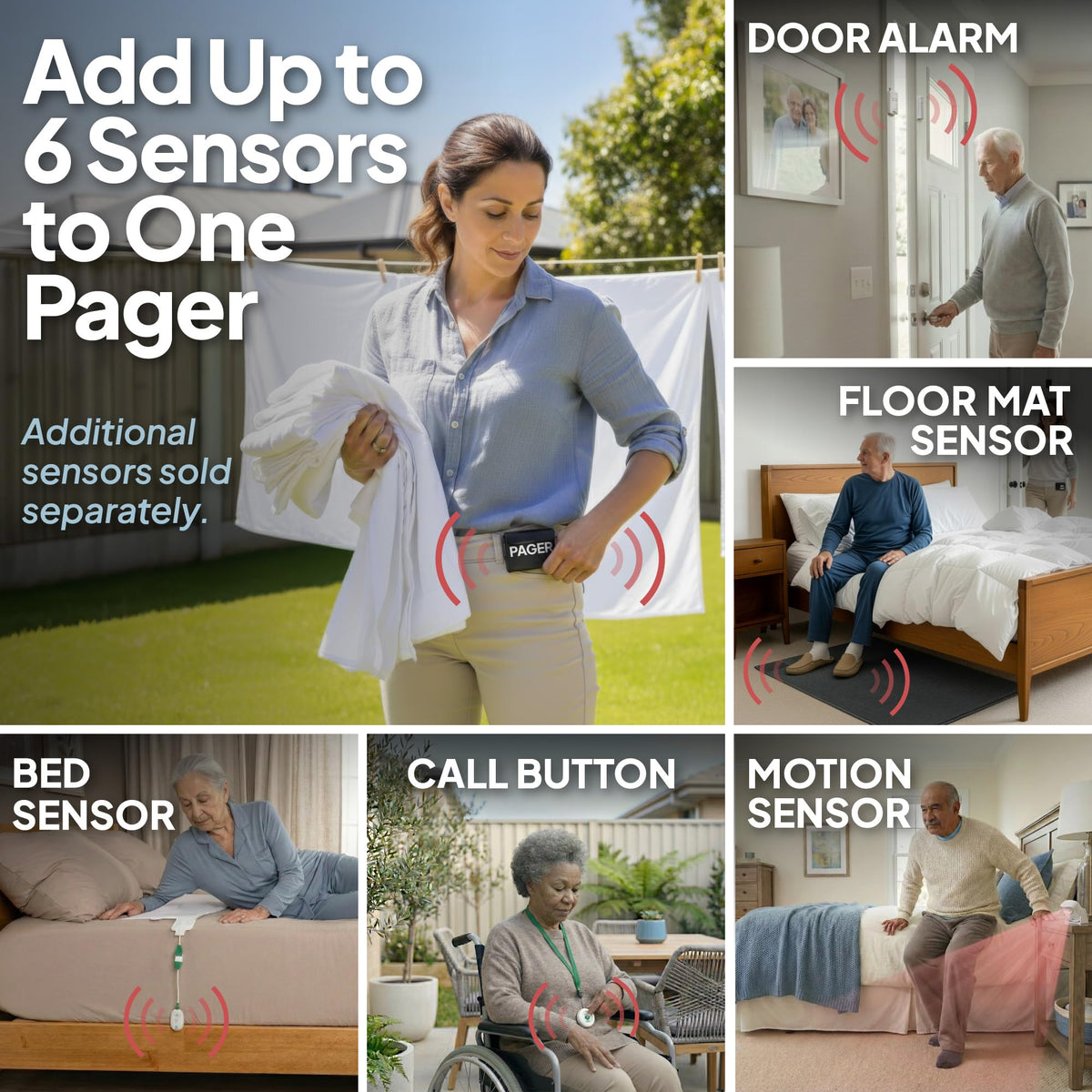 Smart Caregiver Chair Exit Alarm System with Wireless Pager and for Fall Prevention | Chair Alarm Alerts Caregiver When They Get Up from The Chair | USA-Based Company and Customer Support