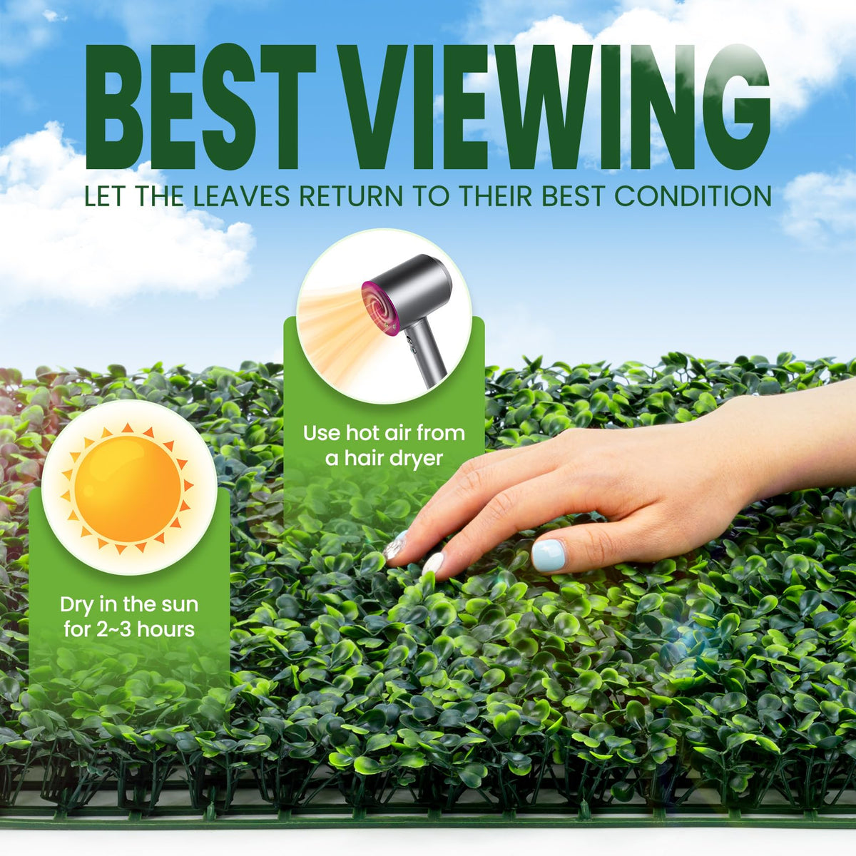 Ticanros Grass Wall 12 Pack 10"x10" Artificial Boxwood Hedge Wall Panels, Privacy Hedge Screen Faux Boxwood for Outdoor,Indoor,Garden,Fence,Backyard,Greenery Walls