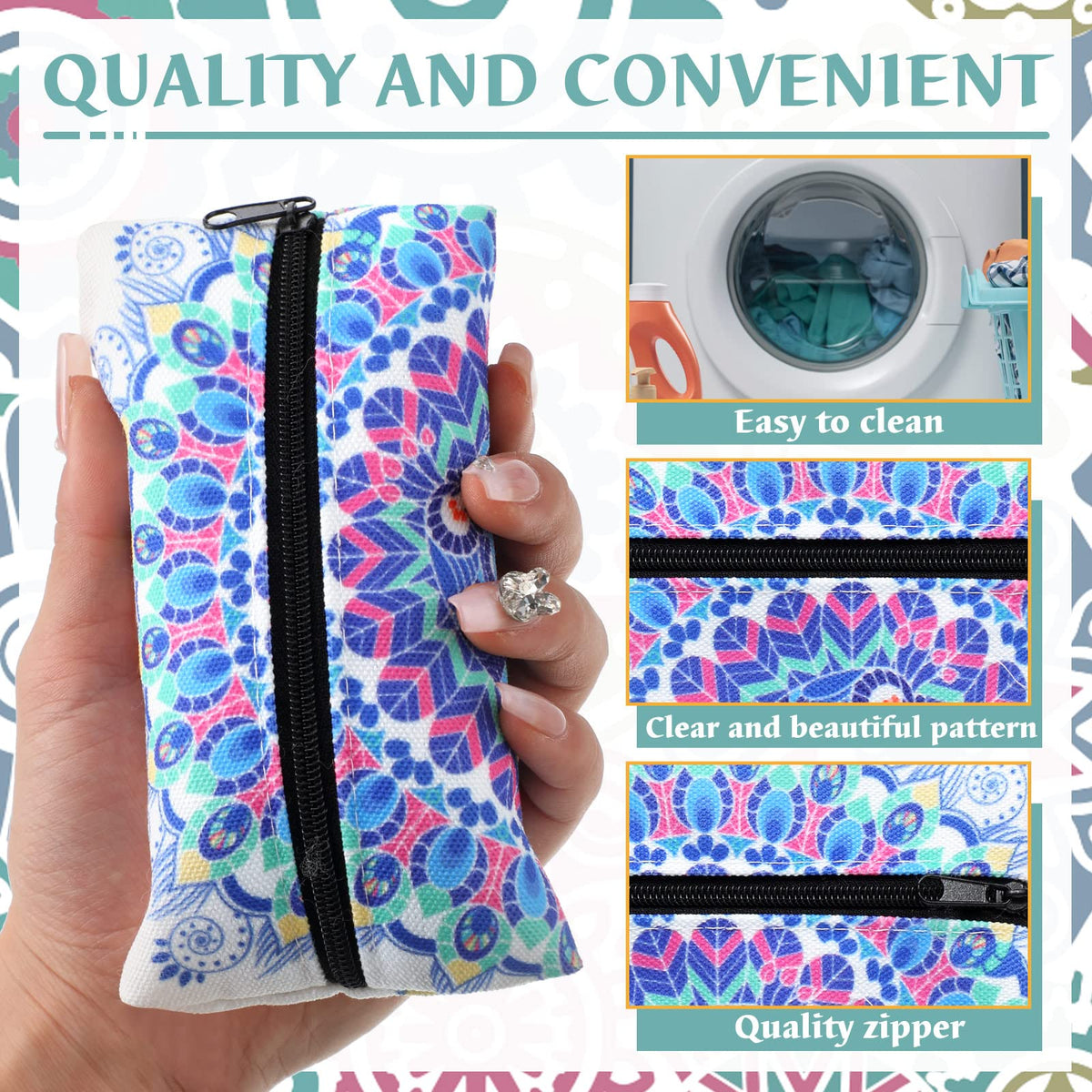 Fabbay 8 Pieces Purse Tissue Holder Reusable Travel Tissue Pouch Fabric Zipper Purse for Bag Car Office Home(Floral)