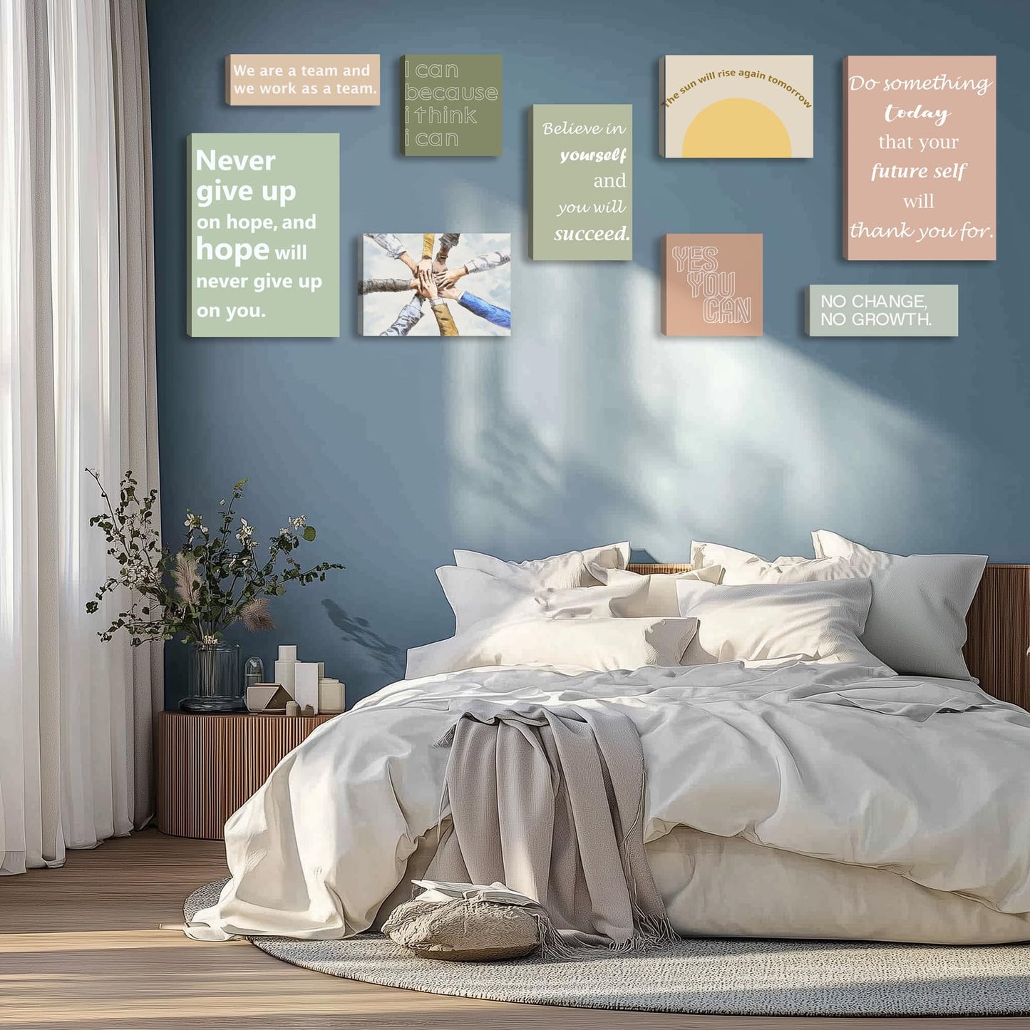 9-Pieces Framed Canvas Set Motivational Wall Decor Office Inspirational Wall Art Motivational Quotes Posters Positive Affirmation Office Wall Decor Office Wall Art Living Room Bedroom Prints Artwork