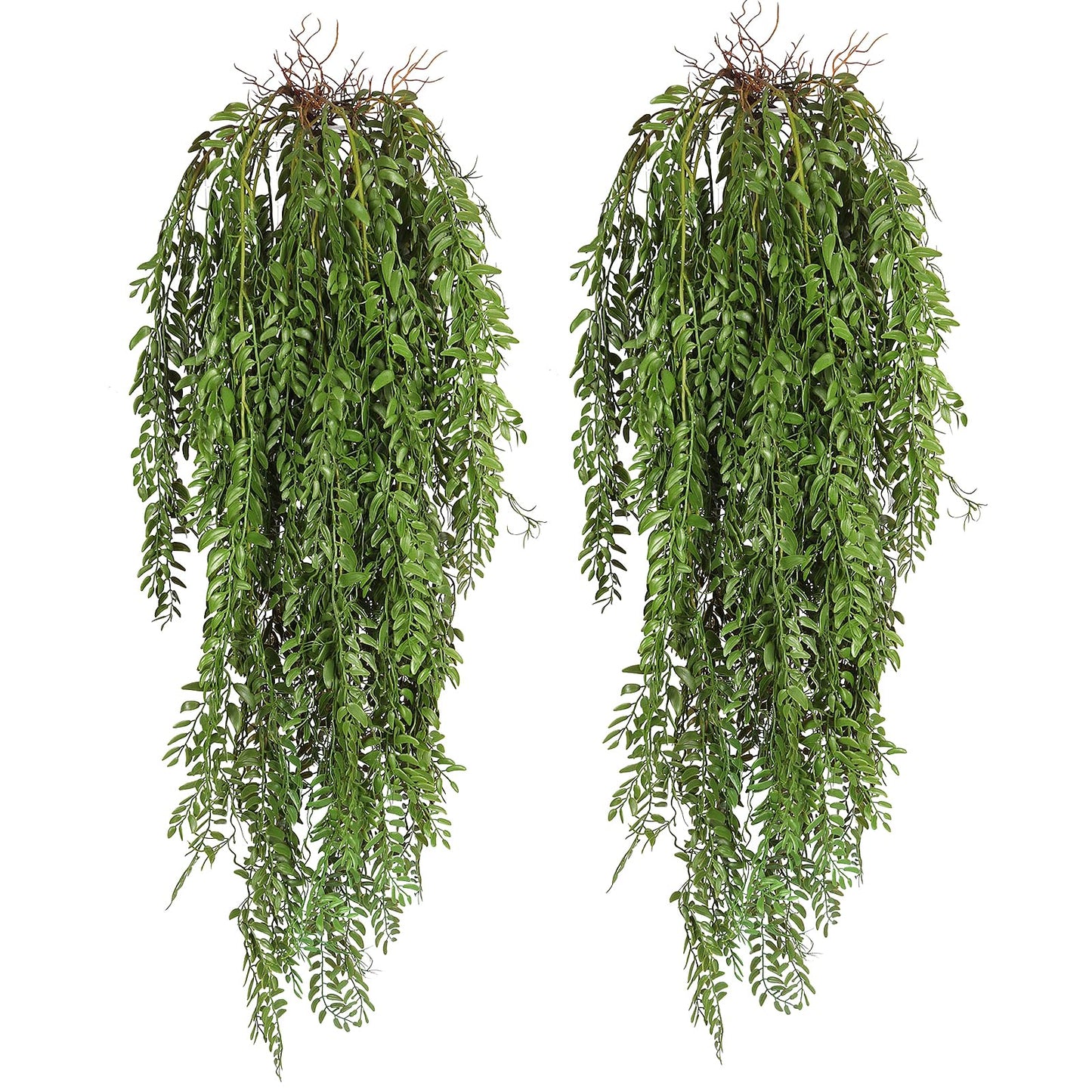 RECUTMS 2 Pcs 3.7Ft Hanging Fake Plants Faux Ferns Ivy Willow Vine Leaves Wall Greenery Artificial Vine Plastic for Spring Home Garden Wedding Party Indoor Outdoor Easter Decorations(Green)