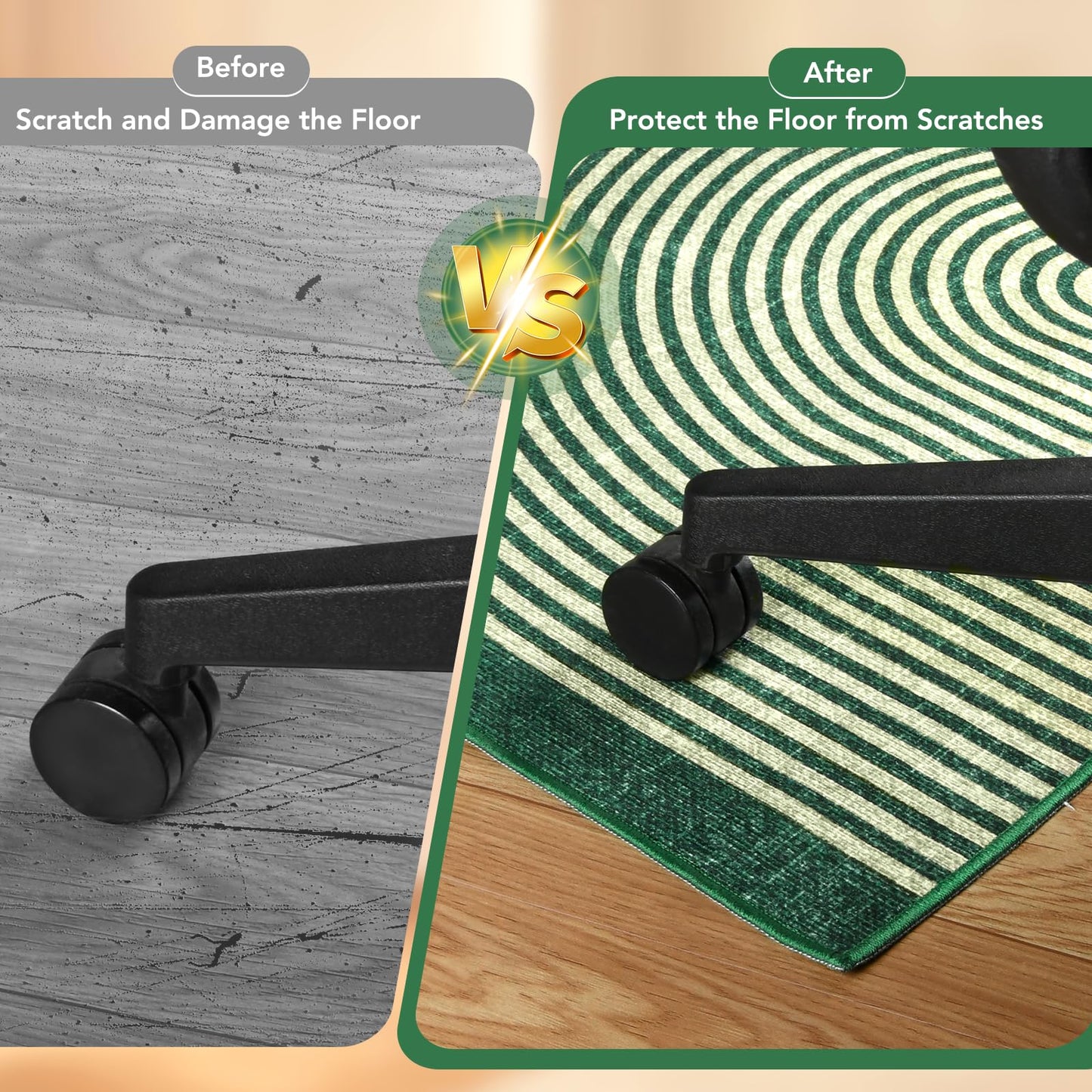 Office Chair Mat for Hardwood Floor&Tile Floor,36"X 48" Heavy Duty Desk Chair Mat for Hard Floors,Under Desk Rug for Rolling Computer Chair,Anti Slip,Low Pile Carpet Floor-Geo Green