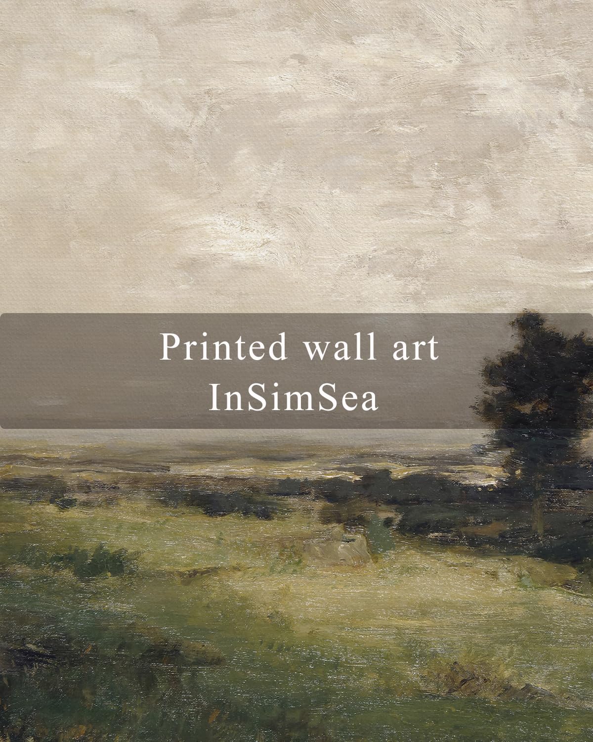 InSimSea Square Framed Canvas Wall Art, Landscape Room Decor Classical Scenery Vast Valley Grassland Oil Paintings Canvas Art Wall Decor, Home Decor for Living Room, Bedroom, Office 12"x12"