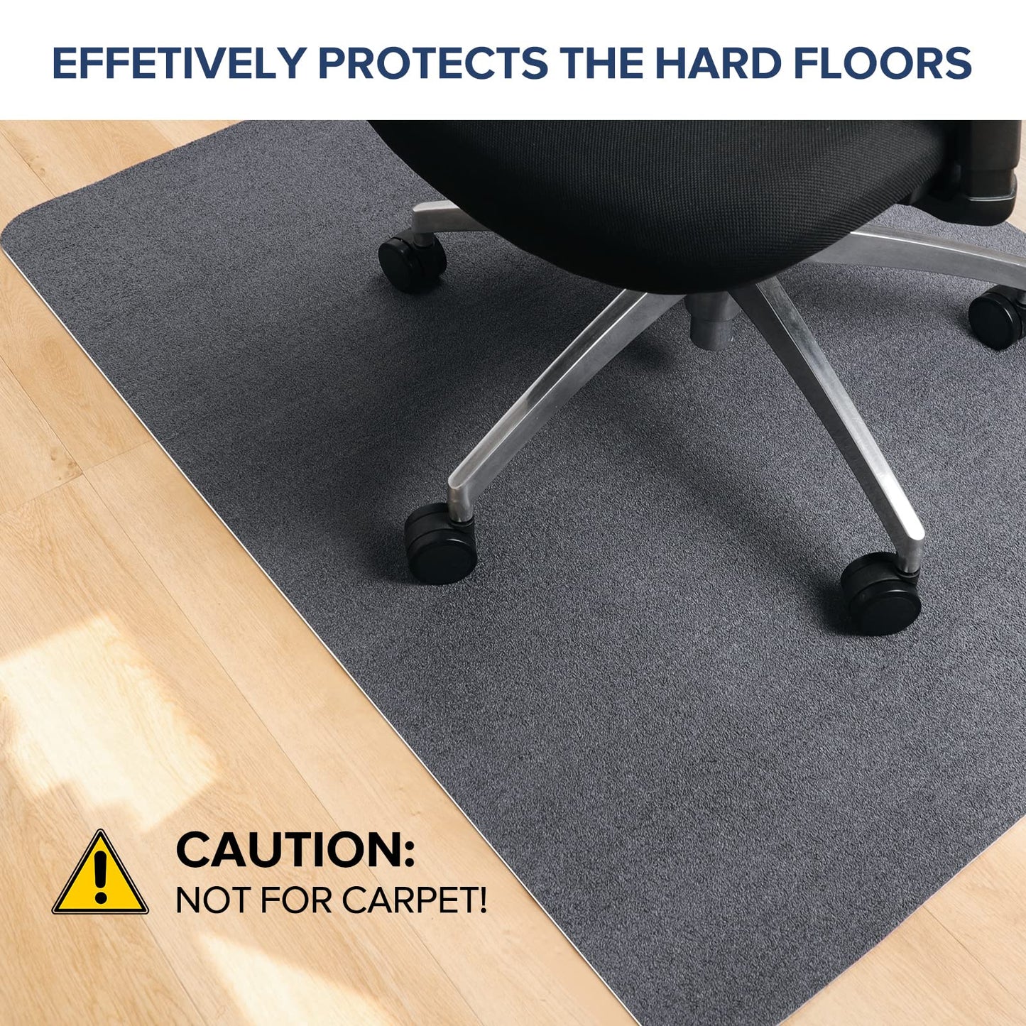 Chair Mat for Hard Floors, QQpony 1/6" Thick 63"x51" Office Chair Mat for Hardwood Floors, Premium Floor Protector Desk Rug for Home Office (Dark Grey)