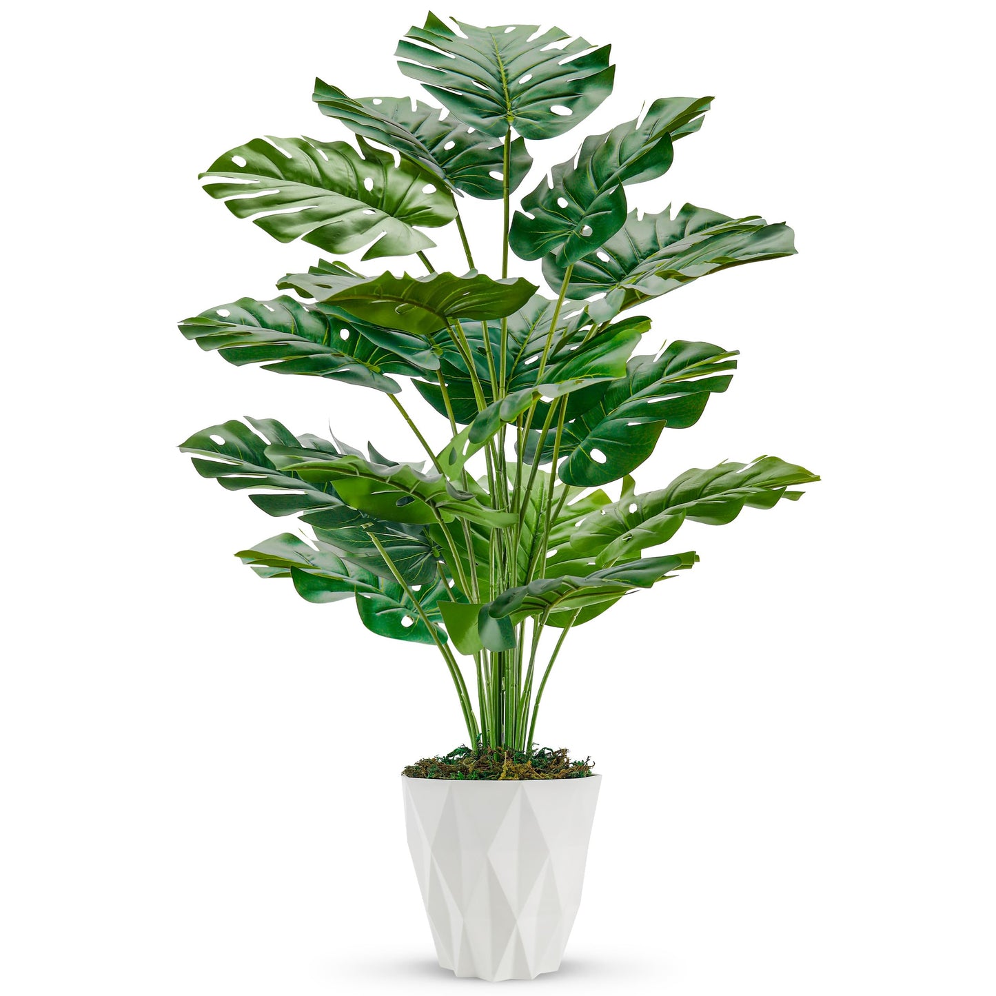 Toopify 28"" Fake Plants Large Artificial Monstera Faux Plants Indoor with White Pot for Home Office Living Room Decor, Green