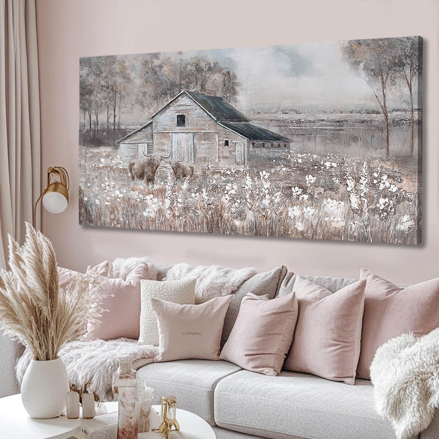 SDYA Landscape Canvas Wall Art Animal Photo Prints White and Brown Wall Hanging Decor 24"x48" Decorations for Bedroom Office Art