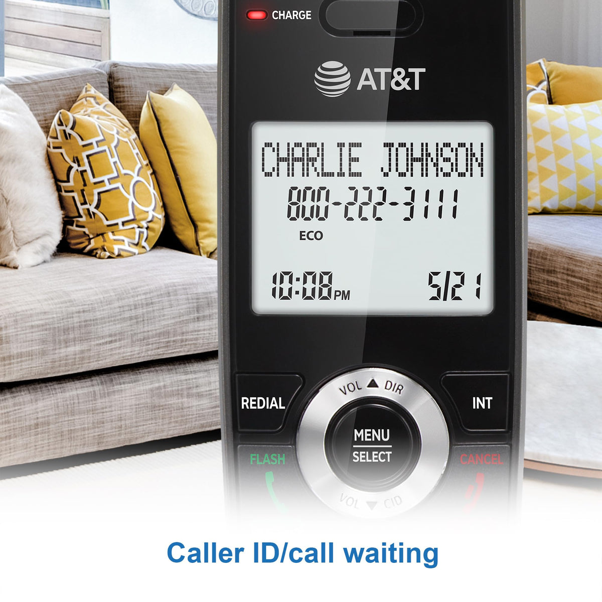 AT&T GL2101-2 DECT 6.0 2-Handset Cordless Phone with Call Block & Caller ID - Full-Duplex Speakerphone, 2" White Backlit Display, Lighted Keypad, Graphite & Black