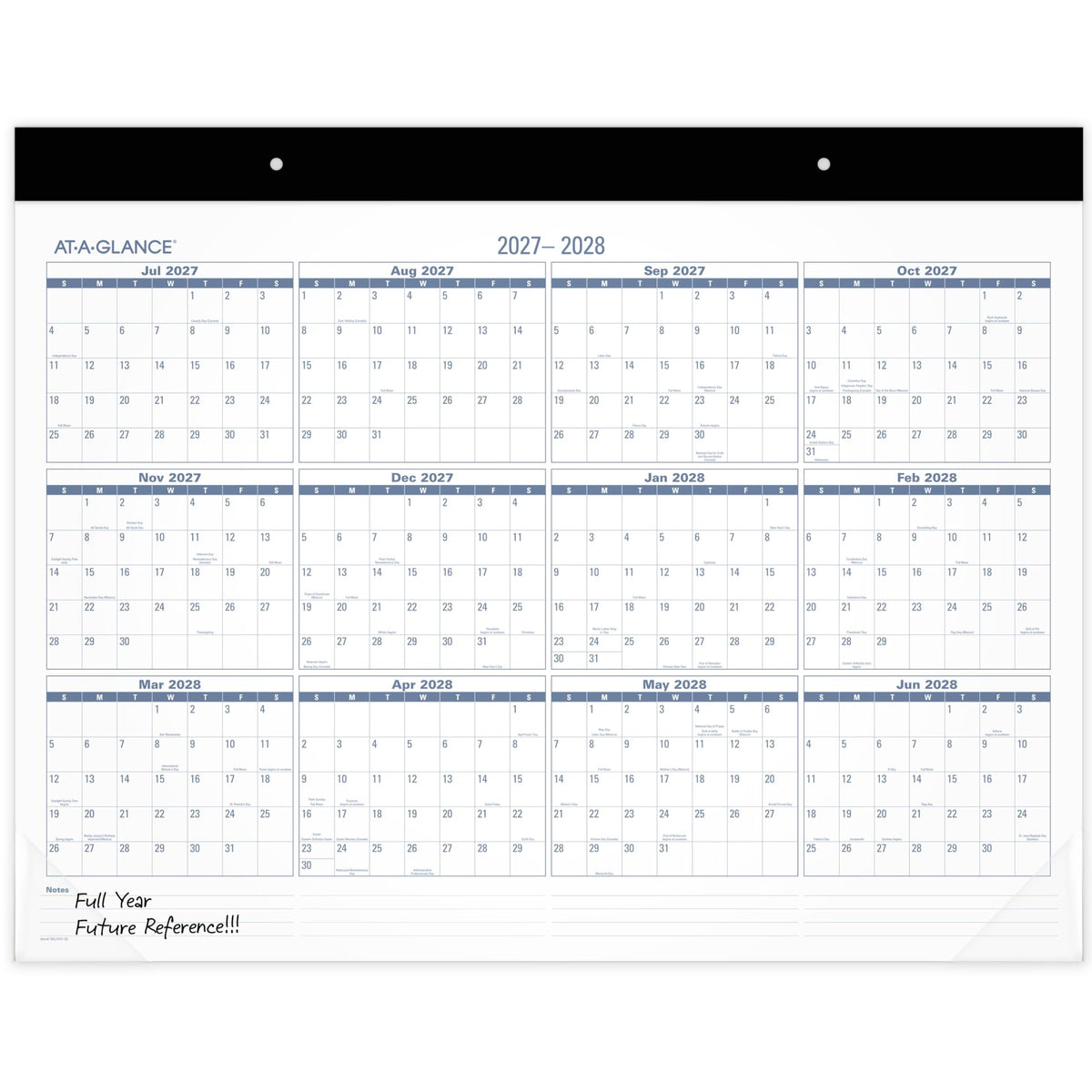 AT-A-GLANCE Desk Calendar 2026-2027 Planning Pad, Academic 12-Month July-June, Monthly, 21-3/4" x 17" Standard, Easy-to-Read, Unruled Daily Blocks (SKLPAY32)