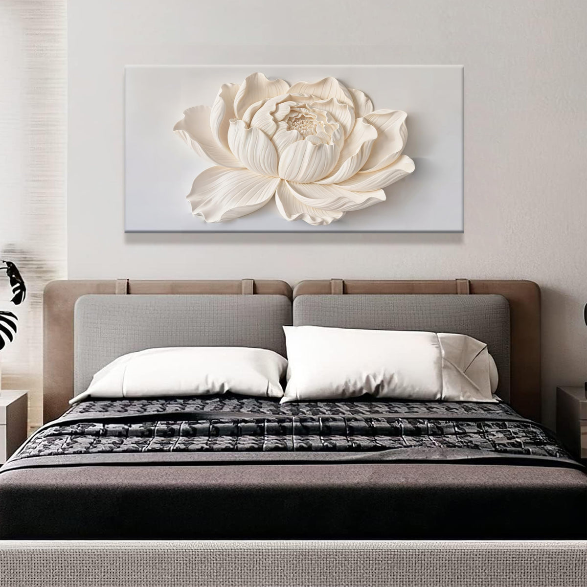 TAIJXAGSG Canvas Wall Art Decor Painting White Flower Plants Wall Decor Botanical Modern Wall Art Print Paintings Decorations Artwork Pictures For Bedroom Living Room Home Office Artwork 20"×40"