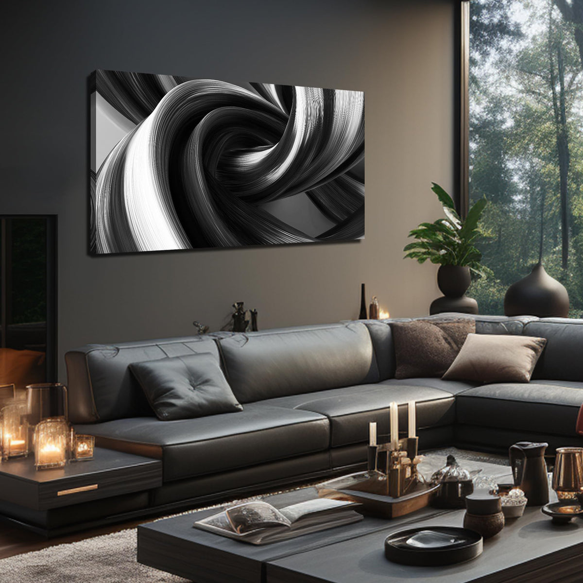 CIRABKY Modern Prints Wall Decor for Office Black and White Abstract Wall Art for Bedroom Minimalist Pictures for Living Room 24 x 48 Inch