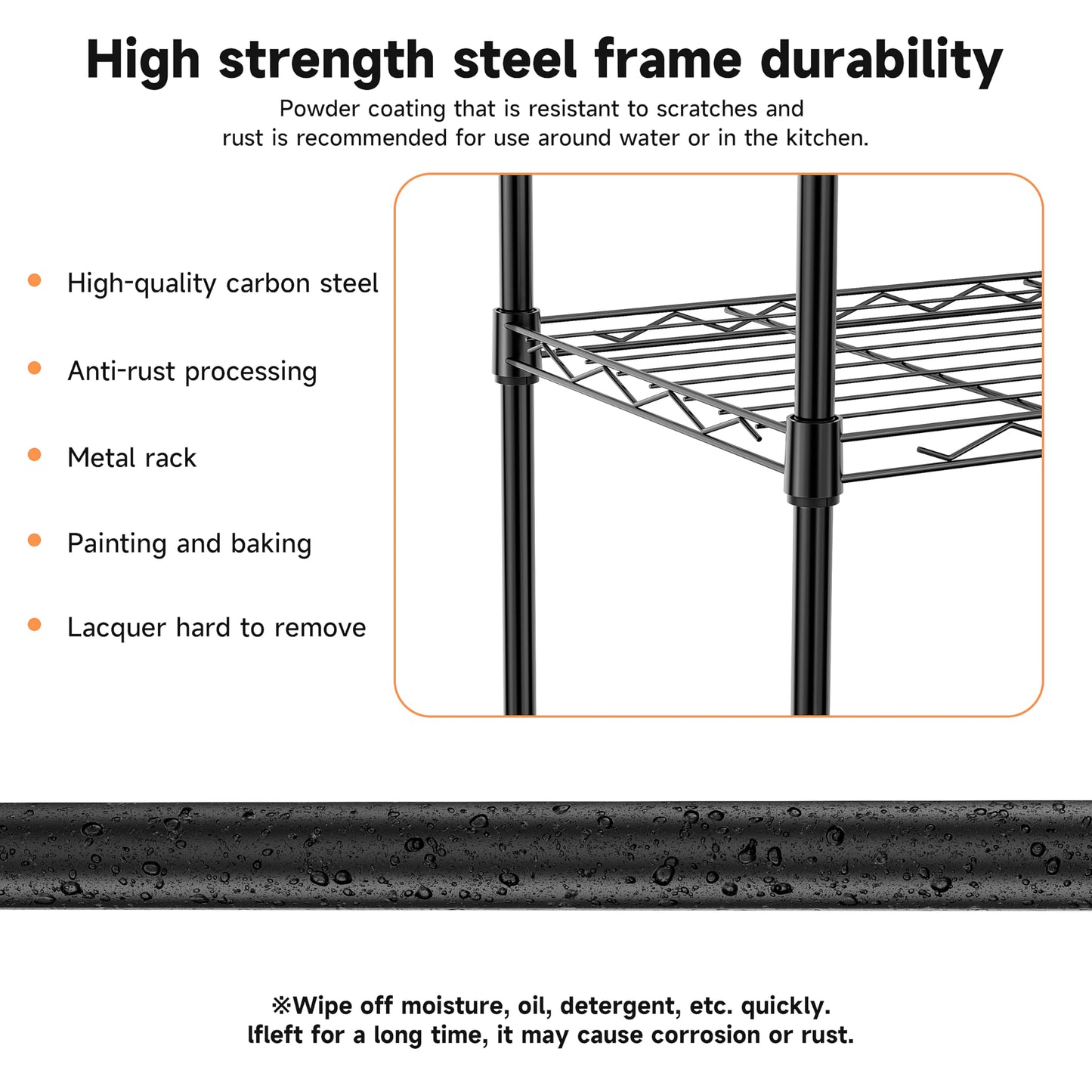 IZEUK 4 Tier Metal Wire Shelf Unit, Black Storage Rack Organizer for Kitchen, Bedroom, Living Room or Laundry Room, 17.7" W x 11.8" D x 41.9" H