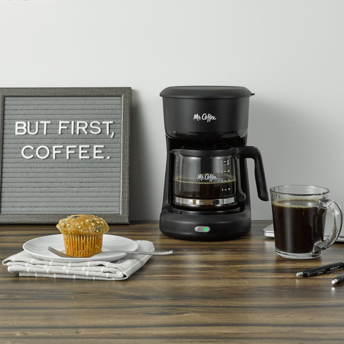 Mr. Coffee® 5-Cup Mini Brew Switch Coffee Maker, Black