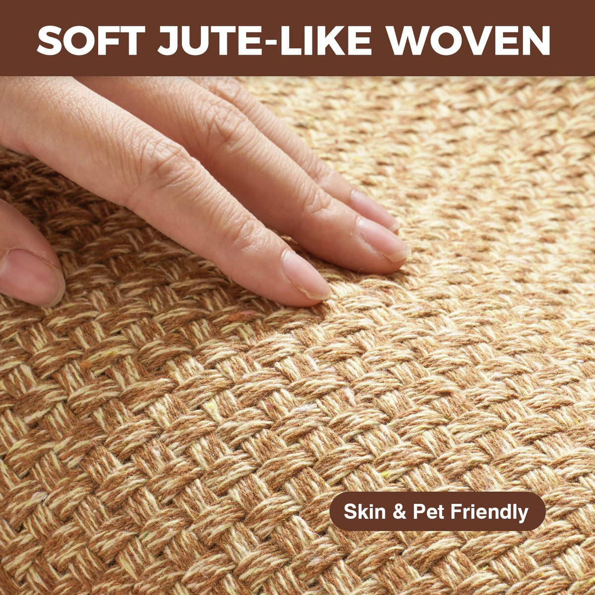 YDKGL Anti Fatigue Kitchen Rugs Mat Non Slip Washable, 0.4" Thick Soft Cushioned Absorbent Kitchen Mats for Floor, Jute-Like Woven Laundry Standing Mats Sink Mat, Easy Clean Care, Brown 17"x30"