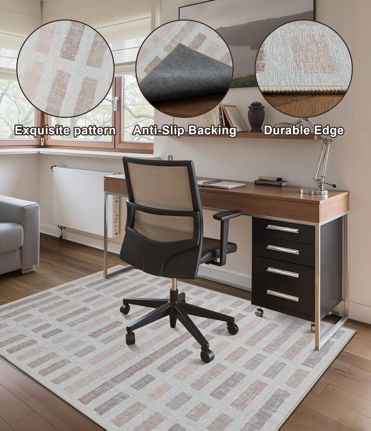 chakme Office Chair Mat for Hardwood Floor, 60"x45" Easy Glide Computer Desk Mat Protector for Rolling Chair Under Desk Rug Nonslip Backing, Machine Wash, (Plaid)
