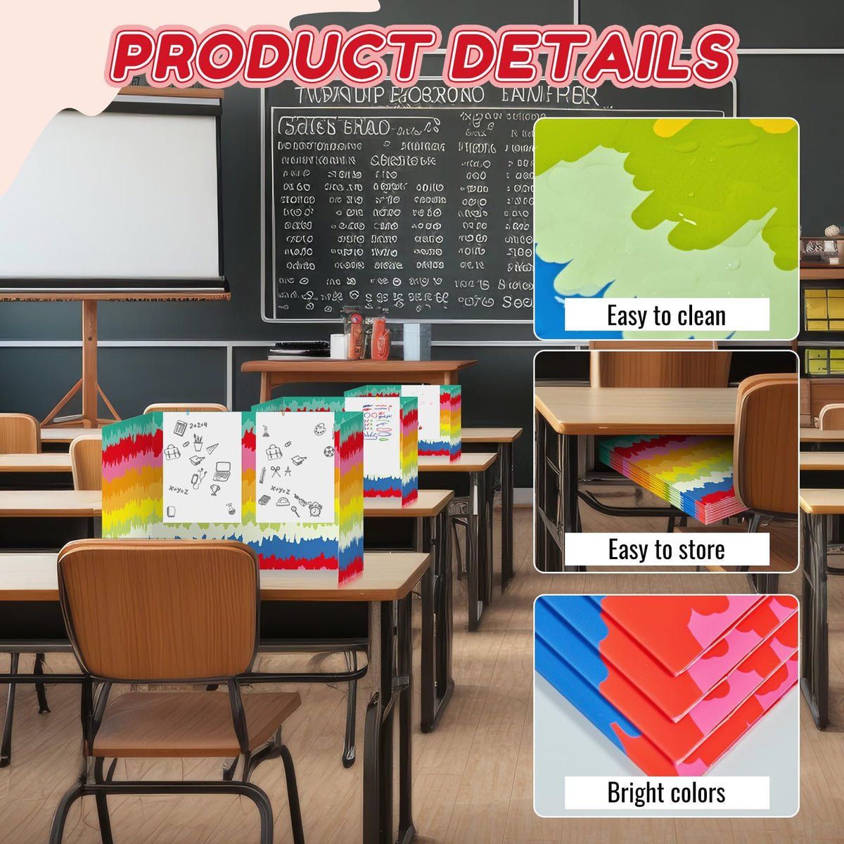 Cinrobiye 24 Pcs Inspirational Privacy Folders Standard for Students Cardboard Shields Test Privacy Boards Motivational Words Desk Dividers Shield for Classroom School Study Supplies (Tie-Dye)