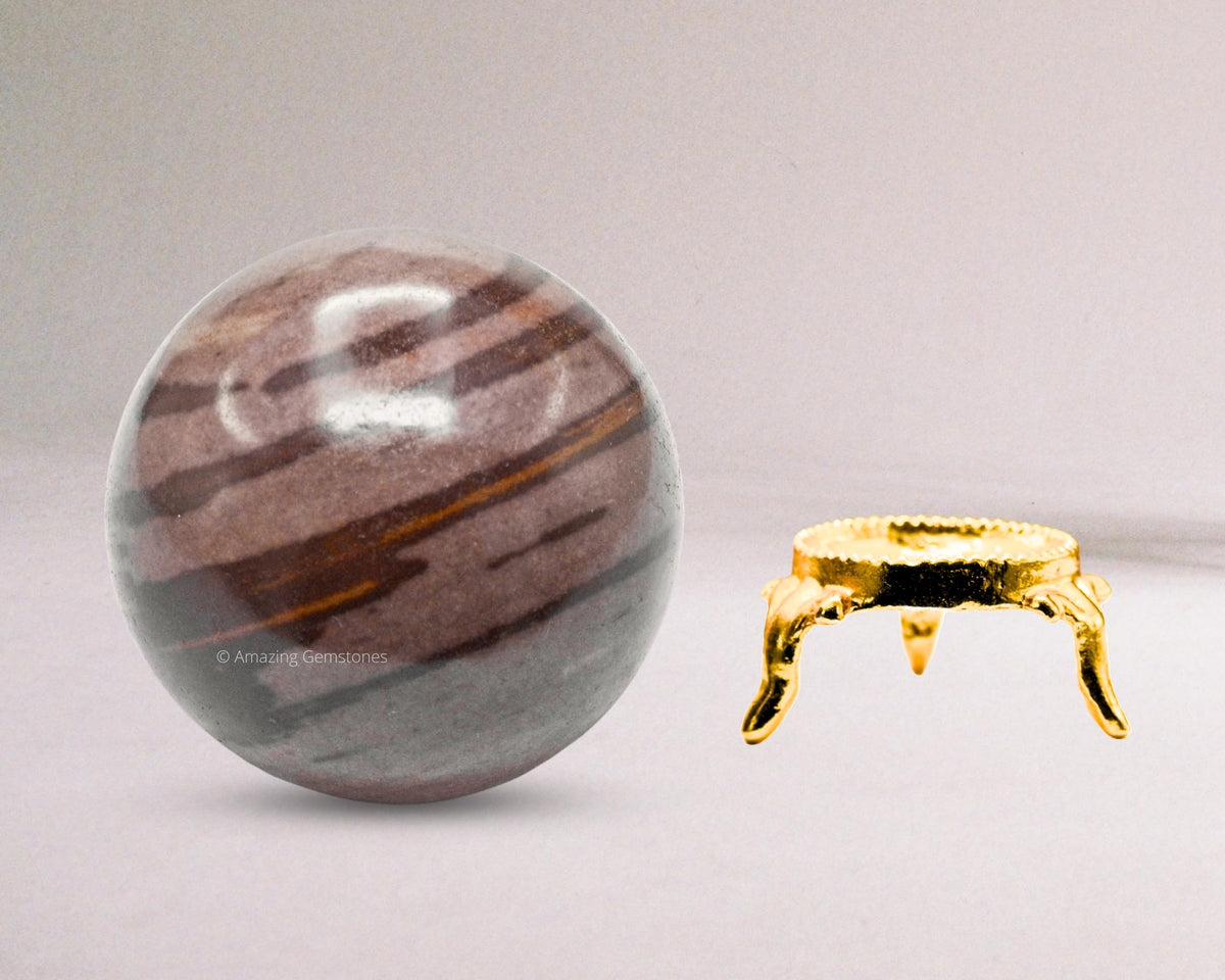 Amazing Gemstone Narmada Stone Crystal Ball with Stand - 2.5" Inches Large Crystal Sphere Meditation Balls for Witchcraft and Decorative Balls