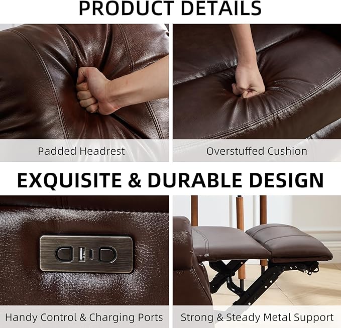 EBELLO 2-Piece Manual Recliner Sofa Set, Faux Leather Message Single Recliner