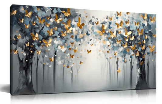 SIXTTART Butterfly Wall Art for Bedroom - Tree Wall Art Canvas for Living Room - Home Office Decor Women Size 20" x 40"