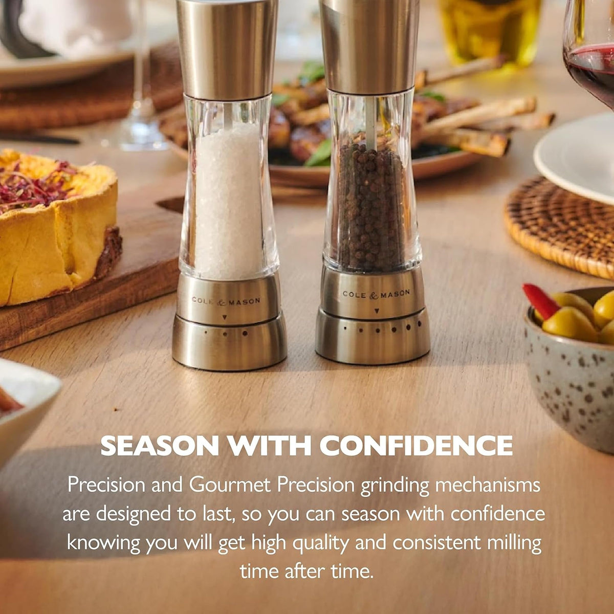 COLE & MASON Derwent Salt Grinder - Stainless Steel Mill Includes Gourmet Precision Mechanism and Premium Sea Salt