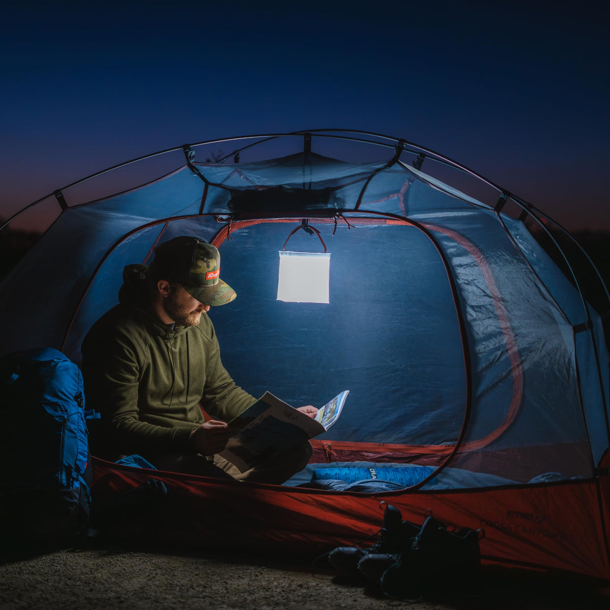 LuminAID Max Quick Inflate 2-in-1 Solar Camping Lantern and Phone Charger - Rechargeable LED Lamp for Camping, Hiking & Travel - Waterproof Emergency Light for Power Outages, Hurricane, Survival Kits