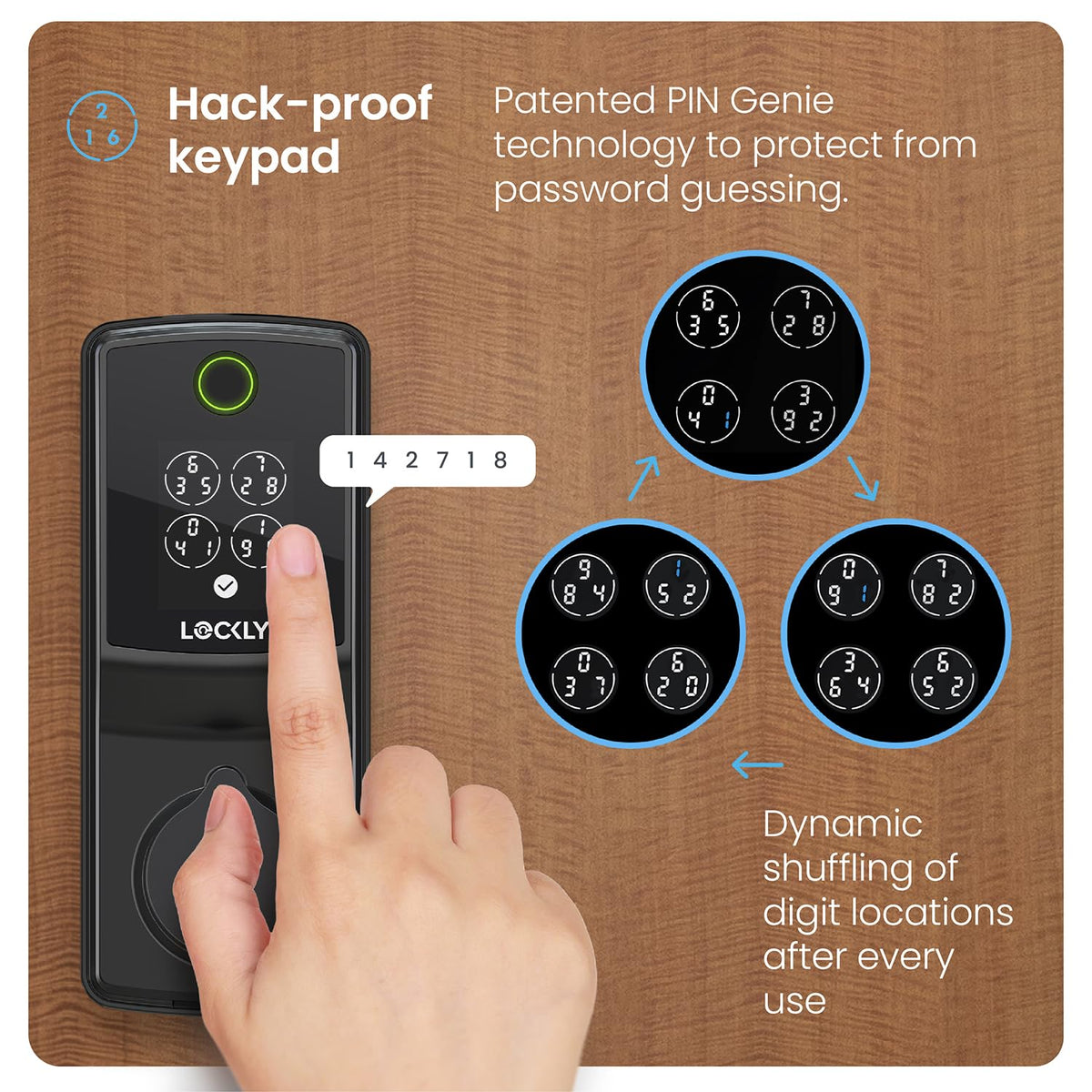 Lockly Secure Pro (Latest Version), Smart Lock with Built-in Wi-Fi, New-Gen Fingerprint Door Lock, Keyless Entry Deadbolt, PIN Genie Keypad, Auto Lock, App Remote Control, Easy Installation