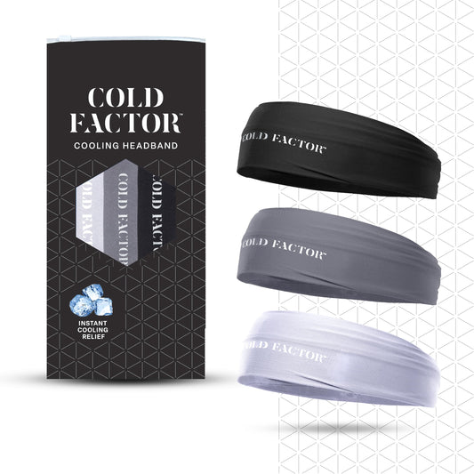 COLD FACTOR Instant Cooling Headband 3 Pack | Advanced Evaporative Comfort for Sports & Outdoor | UPF 50+ Protection | Long-Lasting Coolness | Ideal for Fitness, Hiking, Yoga, & Running (Neutral Pack)