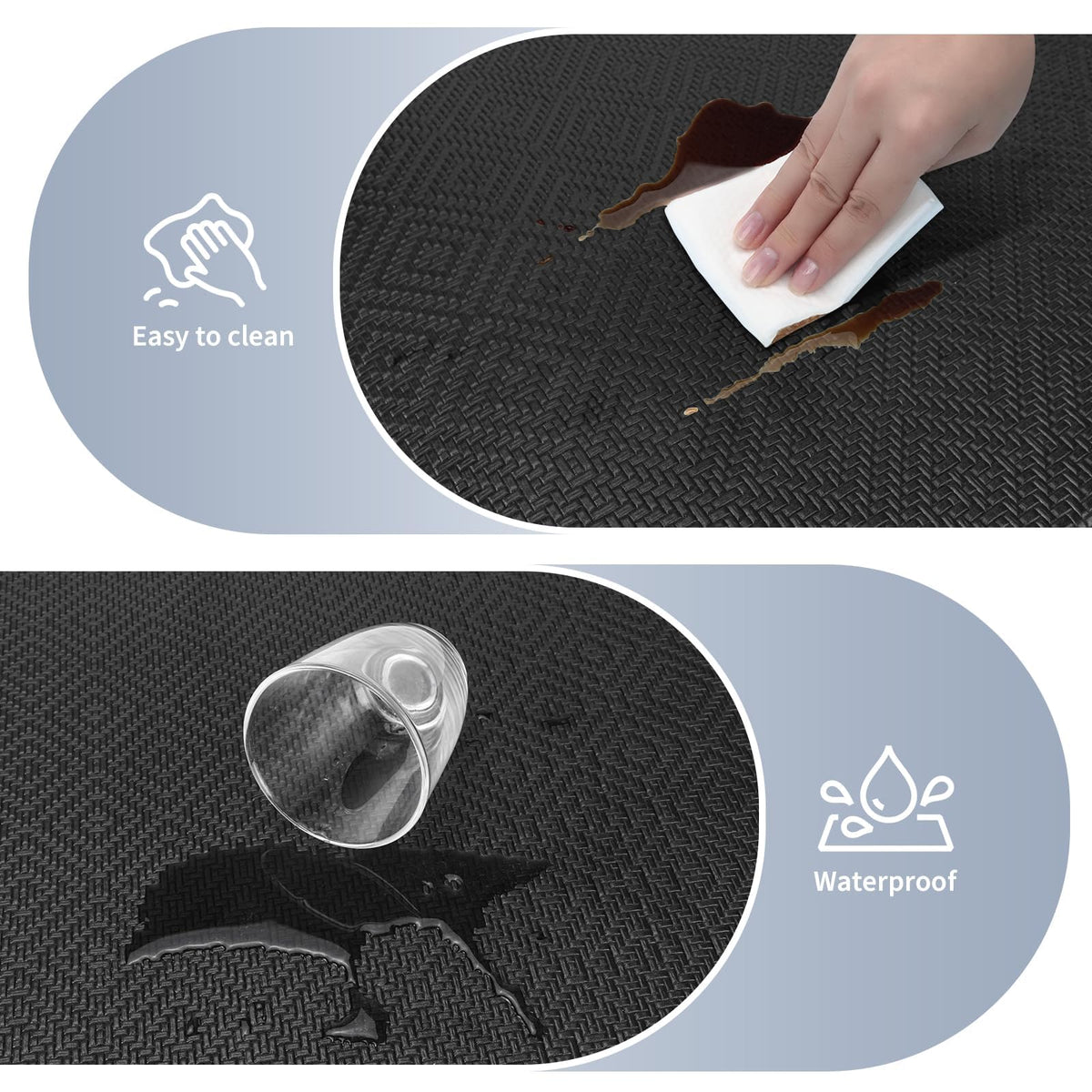 Mattitude Kitchen Mat 2PCS Kitchen Rugs Cushioned Anti-Fatigue Rug Waterproof Standing Desk Mat Kitchen Mats for Floor Kitchen Rug Set for Kitchen, Sink, Office 17.3"×30"+17.3"×59" Black