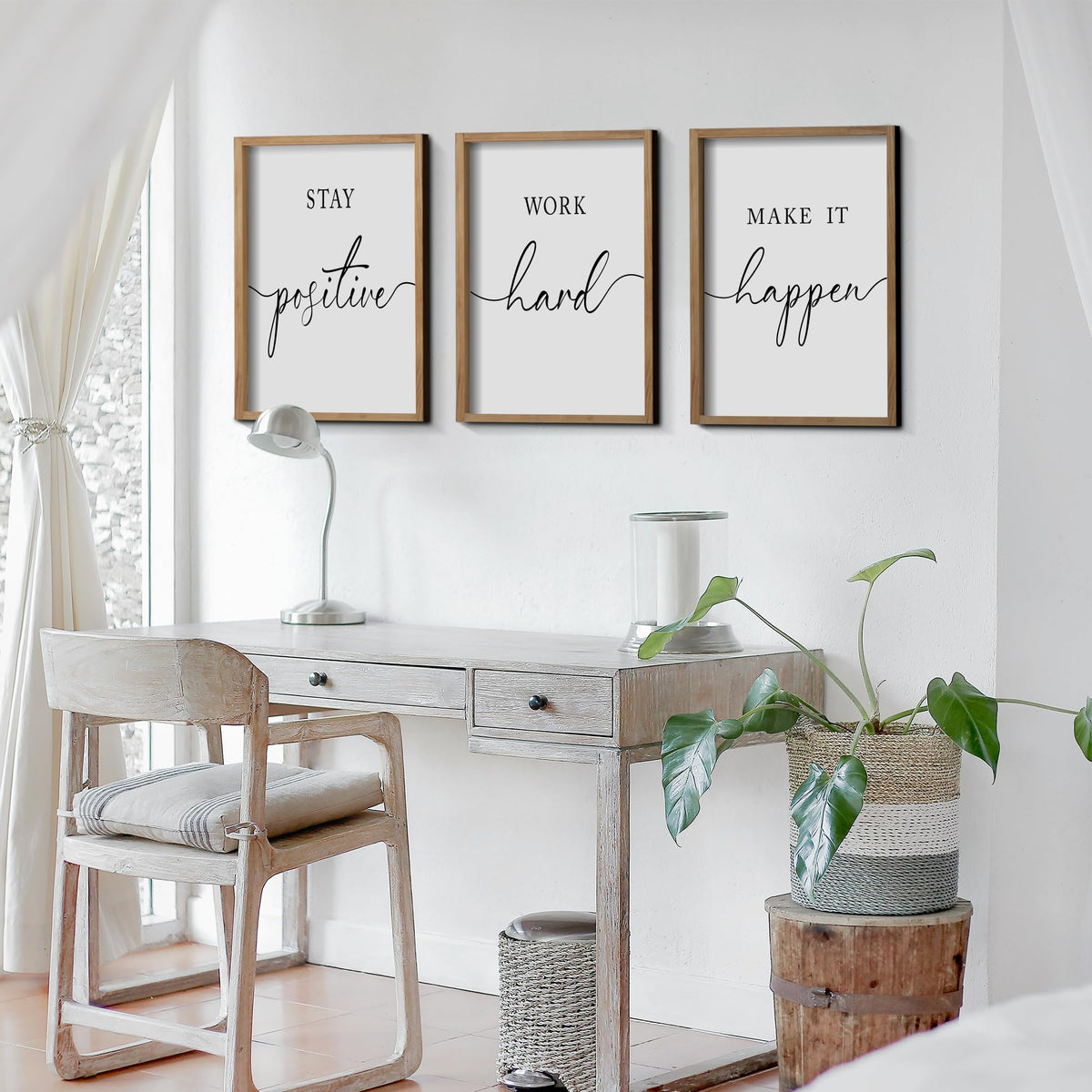 Heiple Motivational Wall Art 11"x14" Framed Wooden Inspirational Office Wall Decor for Men Picture Poster Positive Work Hard Quote Wall Decor for Home Office Bedroom (Brown, 11”x14”)