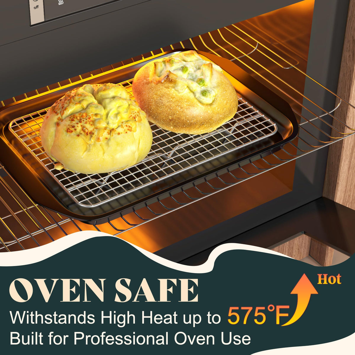 Cooling Racks for Cooking and Baking - 8.5"x12" Oven Safe Premium Stainless Steel Heavy Duty Baking Rack Tight-Wire, Fits Quarter Sheet Pan for Roasting & Grilling & Cooking - Set of 2