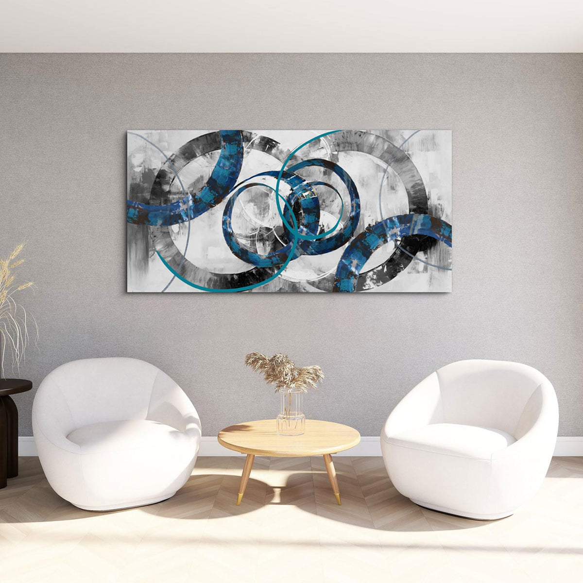 XLSJERST Large Wall Art for Living Room – Blue Abstract Canvas Artwork Designed Elegant and Minimalist Style Perfect for Bedrooms Offices and Modern Home Decoration
