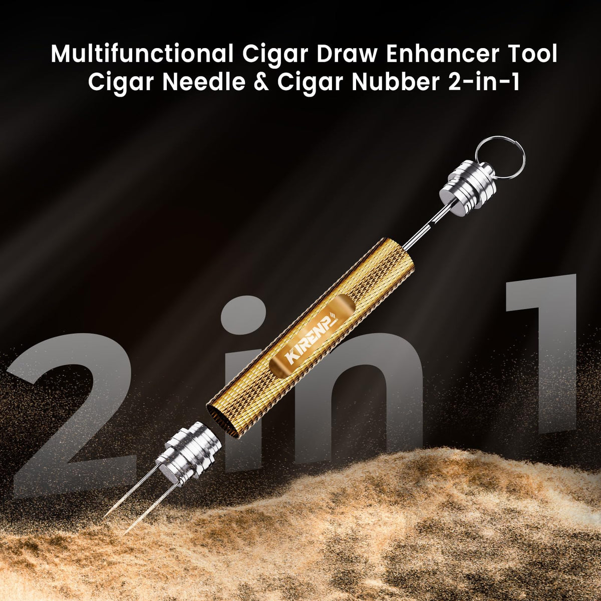 2-Pack Cigar Draw Enhancer Tool, Cigar Poker & Cigar Nubber 2-in-1, Practical Cigar Accessories with Key Ring for All Cigars