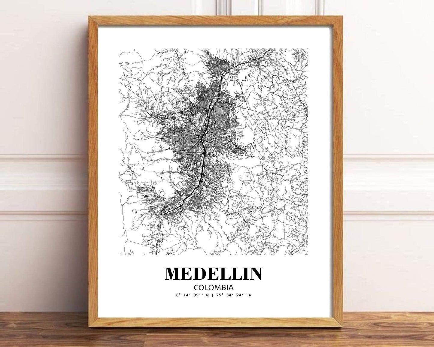 Eleville 8X10 Unframed Medellin Colombia City View Abstract Road Modern Map Art Print Poster Wall Office Home Decor Minimalist Line Art Hometown Housewarming wgn399