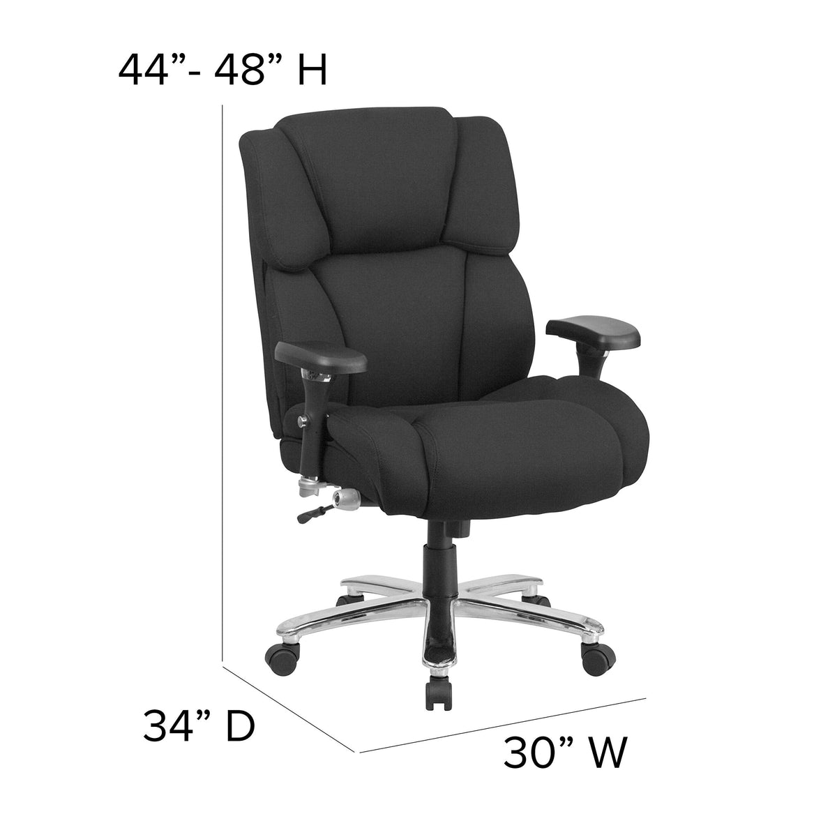 Flash Furniture HERCULES Series 24/7 Intensive Use Big & Tall 400 lb. Rated Black Fabric Executive Ergonomic Office Chair with Lumbar Knob