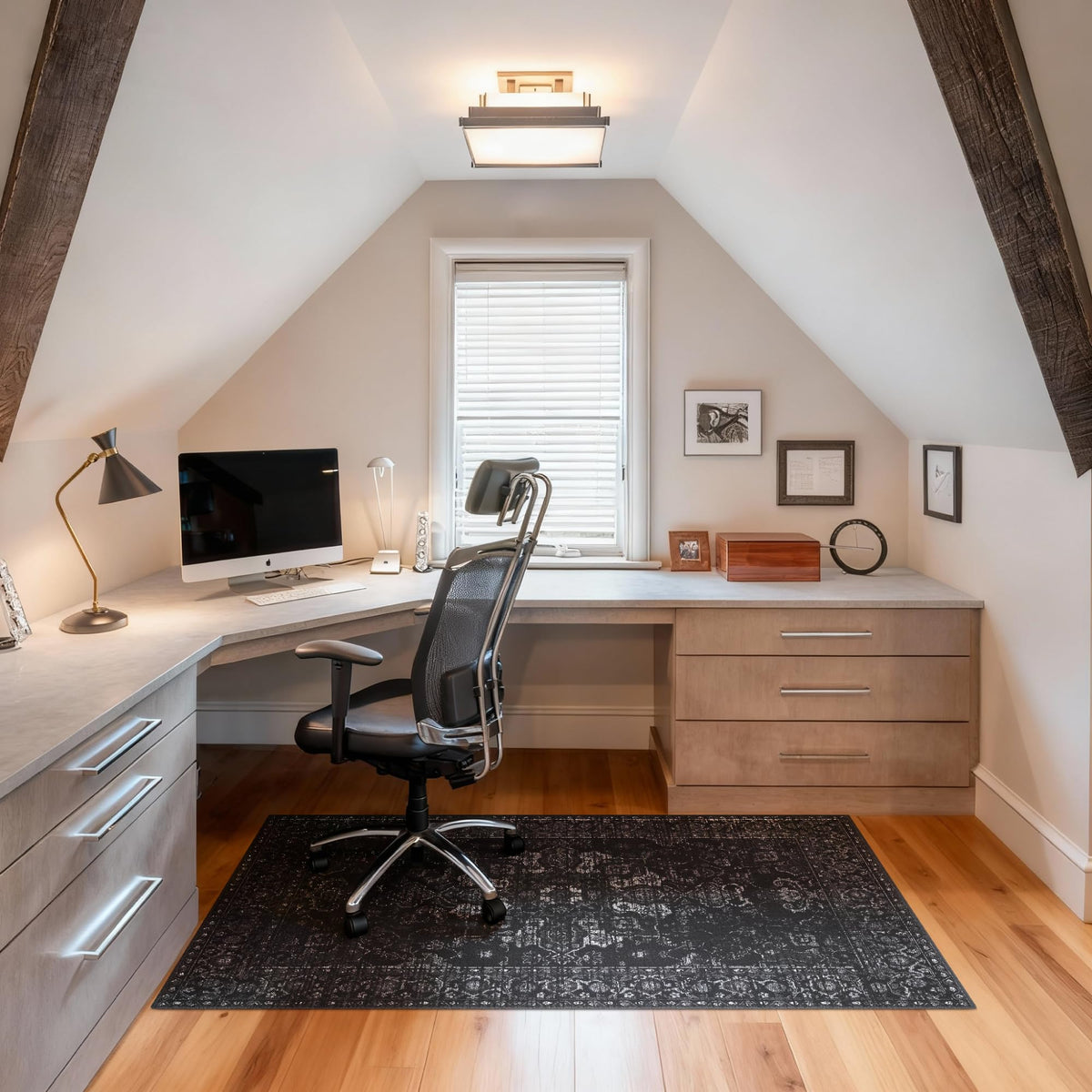 Office Chair Mat for Hardwood Floor, 36"x48" Desk Chair Mat for Home Office, Non-Slip Under Desk Mat for Rolling Chair,Washable Chair Rugs for Gaming Chairs-Black