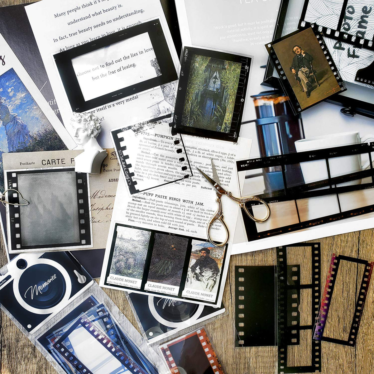 Mayplous 5 Packs Retro Film Strip Stickers, Camera Photo Border Decals for Scrapbooking, Photo Albums, Journaling, Card Making (Memories)