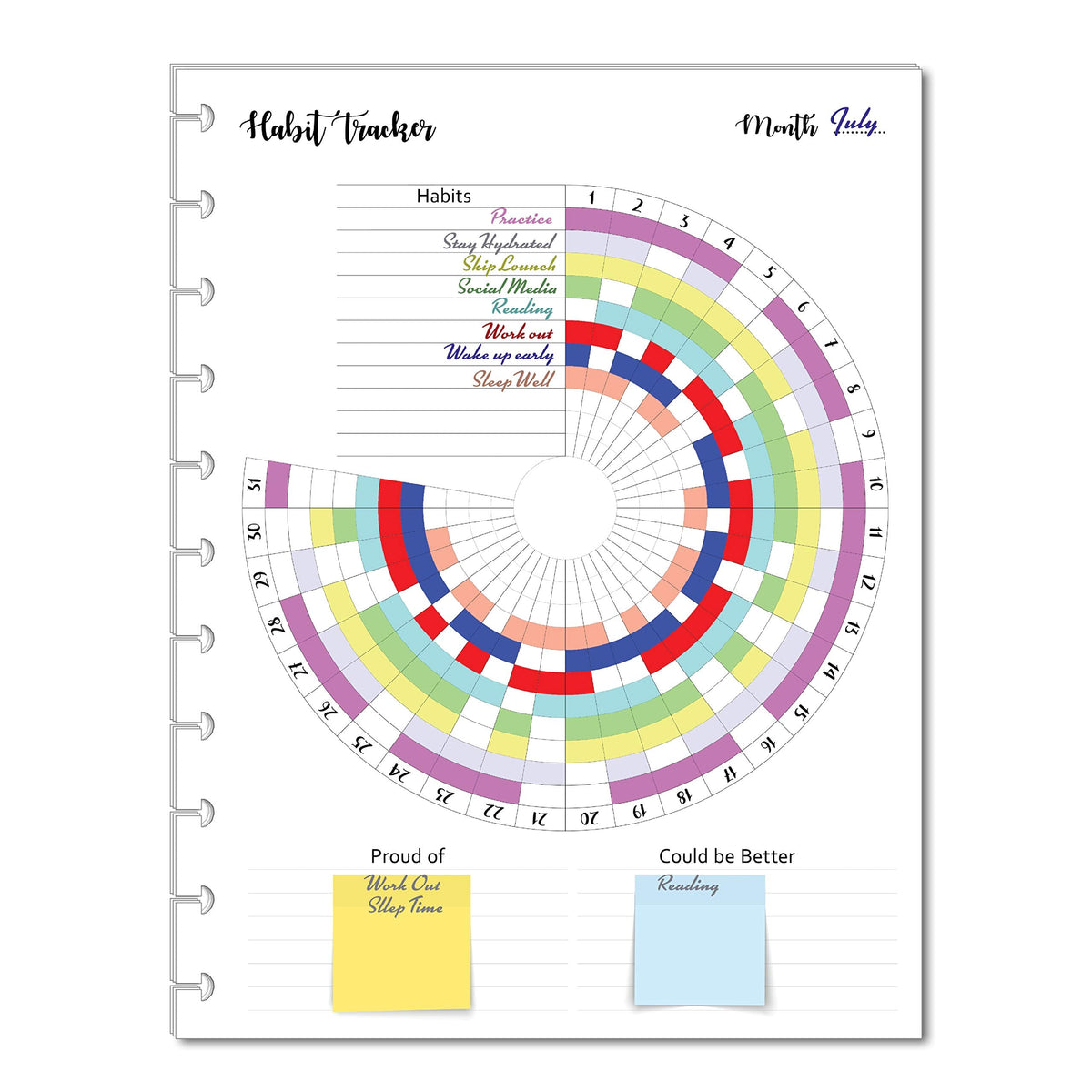 Habit Tracker Inserts for 11 Disc Big Planners, Habit Log, Resolution Tracker, Monthly Habit Planner for Letter Size Planners (11 Disc Big (8.5" x 11"))